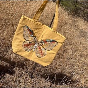 Butterfly tote hand embroidered